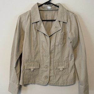 At Last Girls Size XL Tan Beige Detailed Jean Jacket Coat